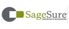 SageSure logo featuring a circular grey shape and a green rectangular shape, with the text "SageSure Insurance Managers" alongside.
