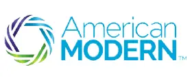 Logo of American Modern, featuring a circular design with colored segments and the brand name in bold blue letters.